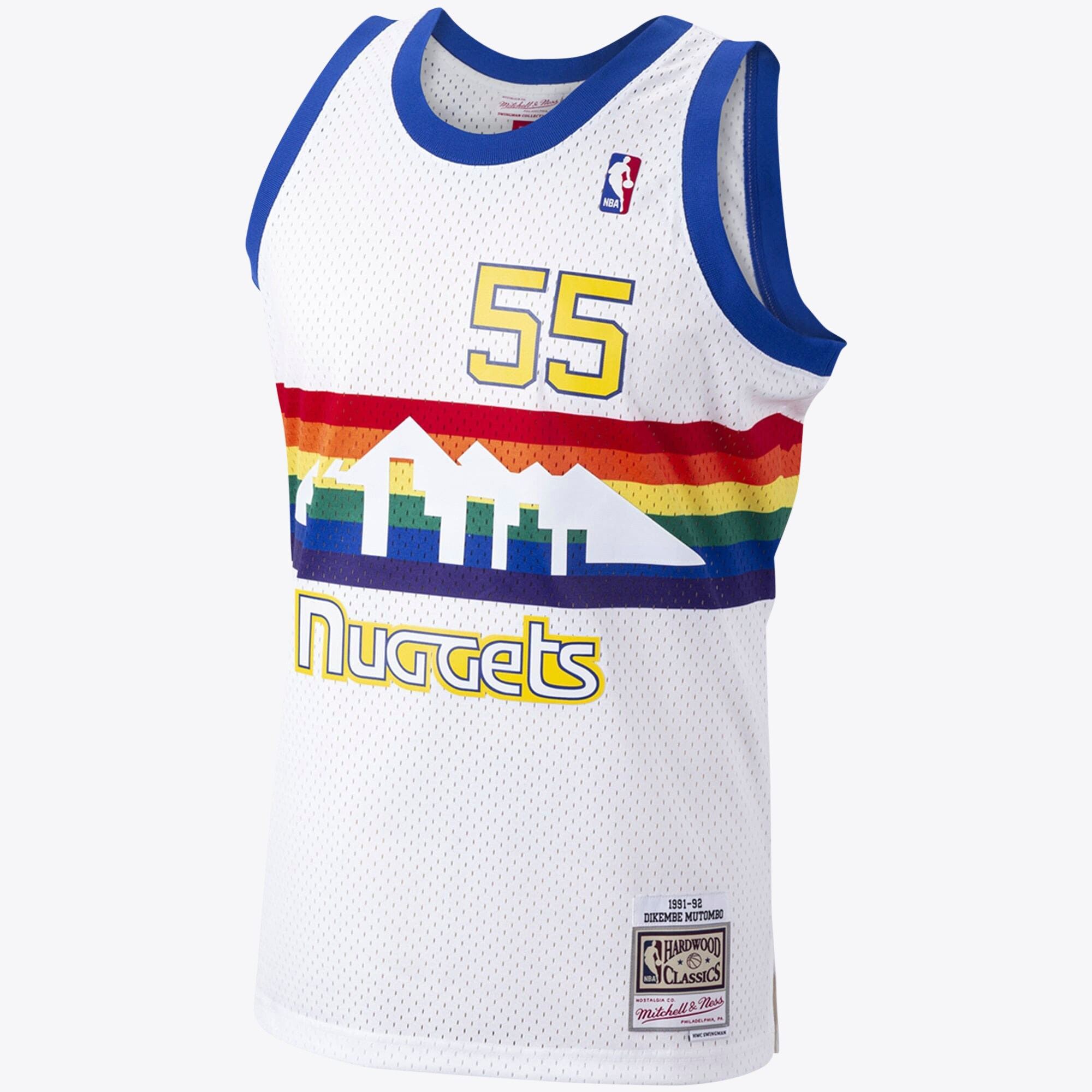 Camiseta Denver Nuggets Dikembe Mutombo Hardwood Classics Road Swingman di Mitchell & Ness - Uomo