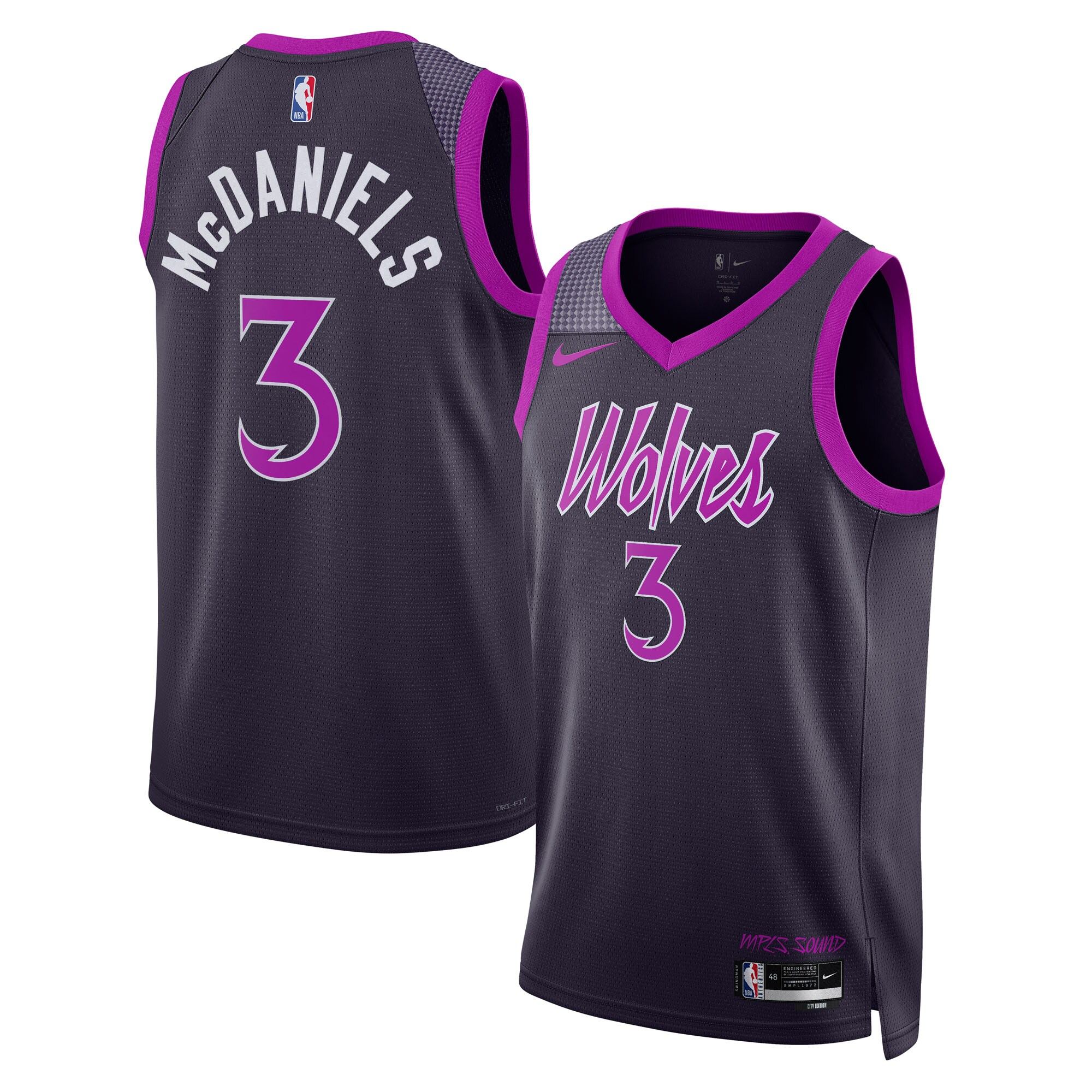 Camiseta Minnesota Timberwolves Nike City Edition Swingman 2025/26 - Nera - Jaden McDaniels - Unisex