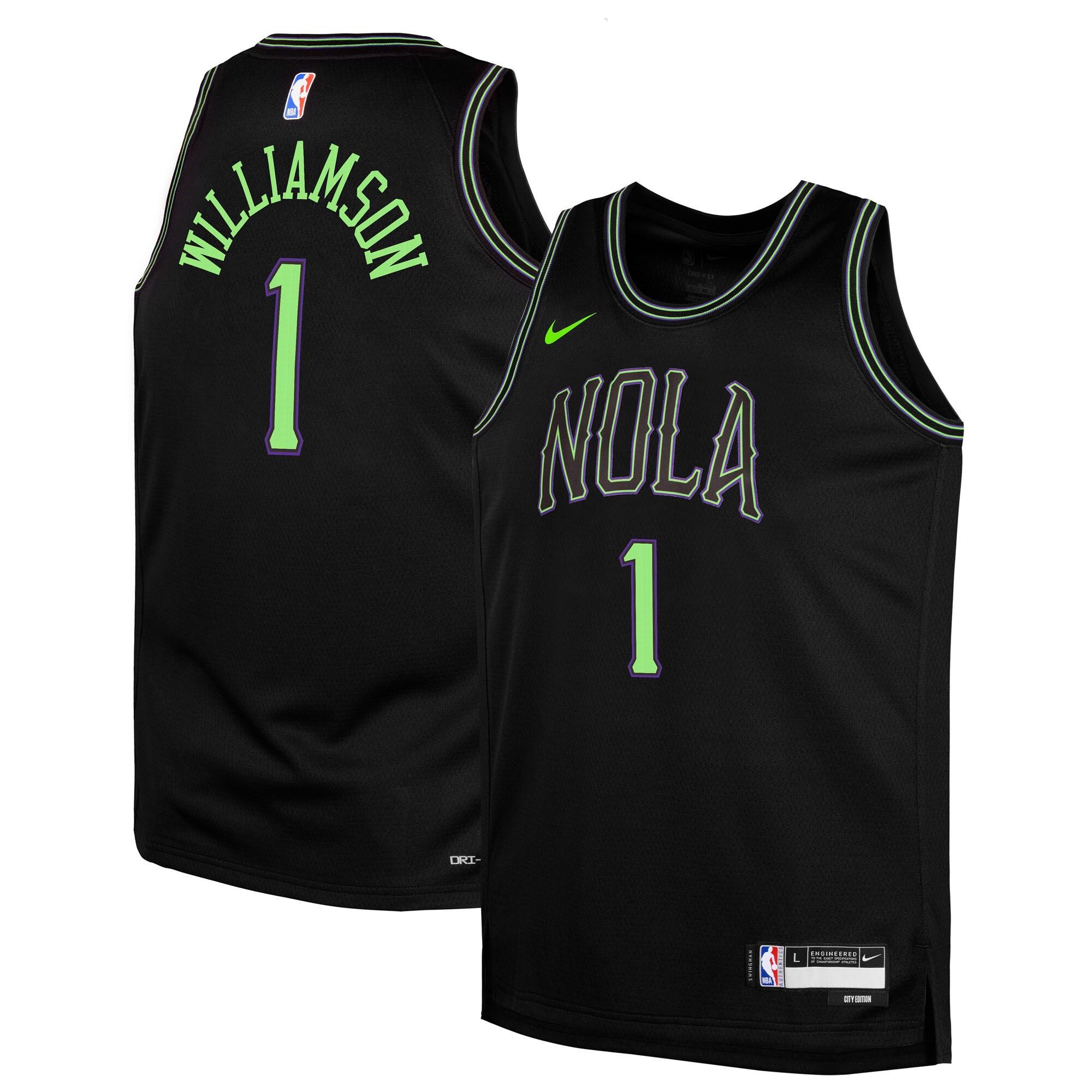 Camiseta New Orleans Pelicans Nike 2025/26 City Edition Swingman - Nera - Zion Williamson - Gioventù