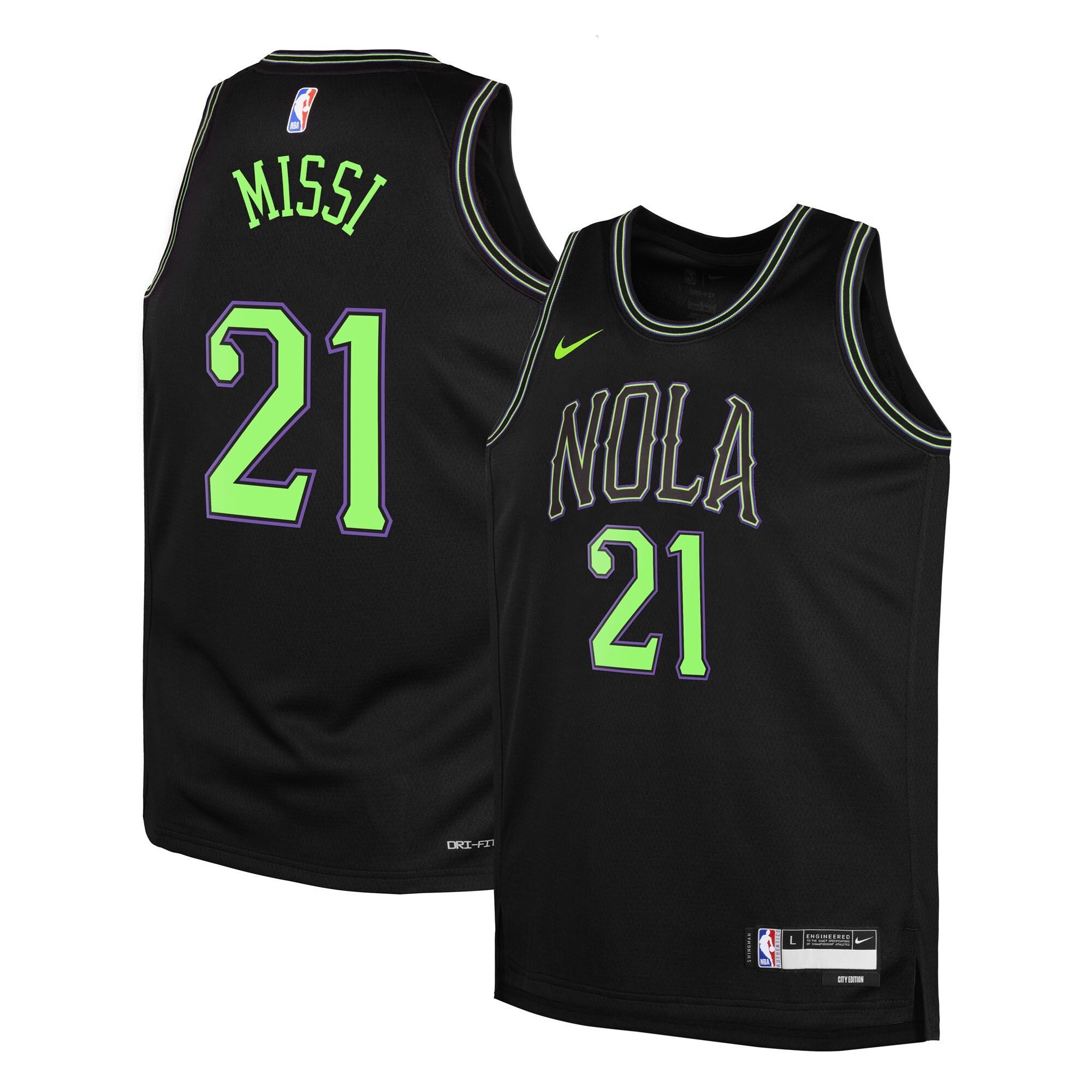 Camiseta New Orleans Pelicans Nike 2025/26 City Edition Swingman - Nera - Yves Missi - Gioventù