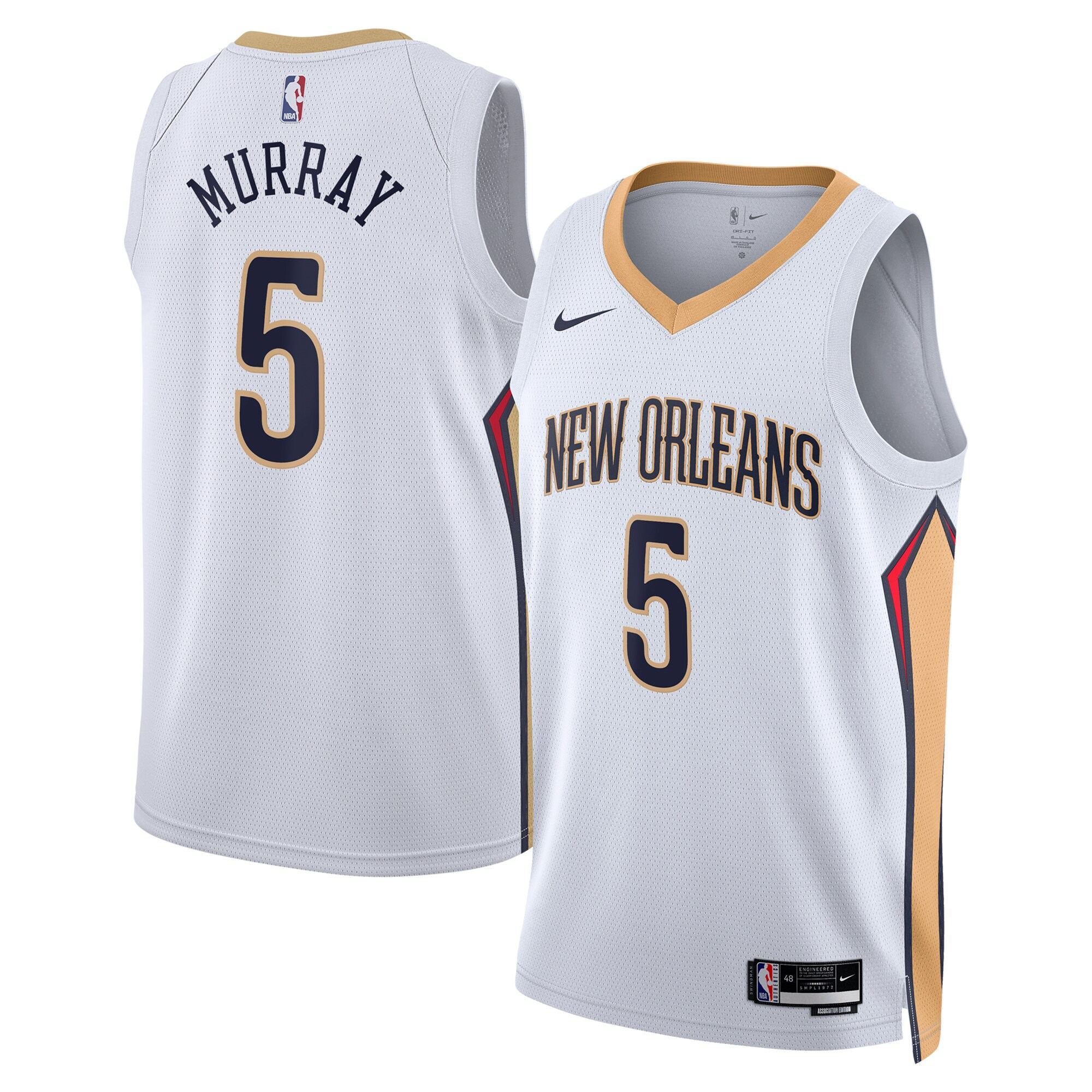 Camiseta New Orleans Pelicans Nike Association Edition Swingman - Bianca - Dejounte Murray - Unisex