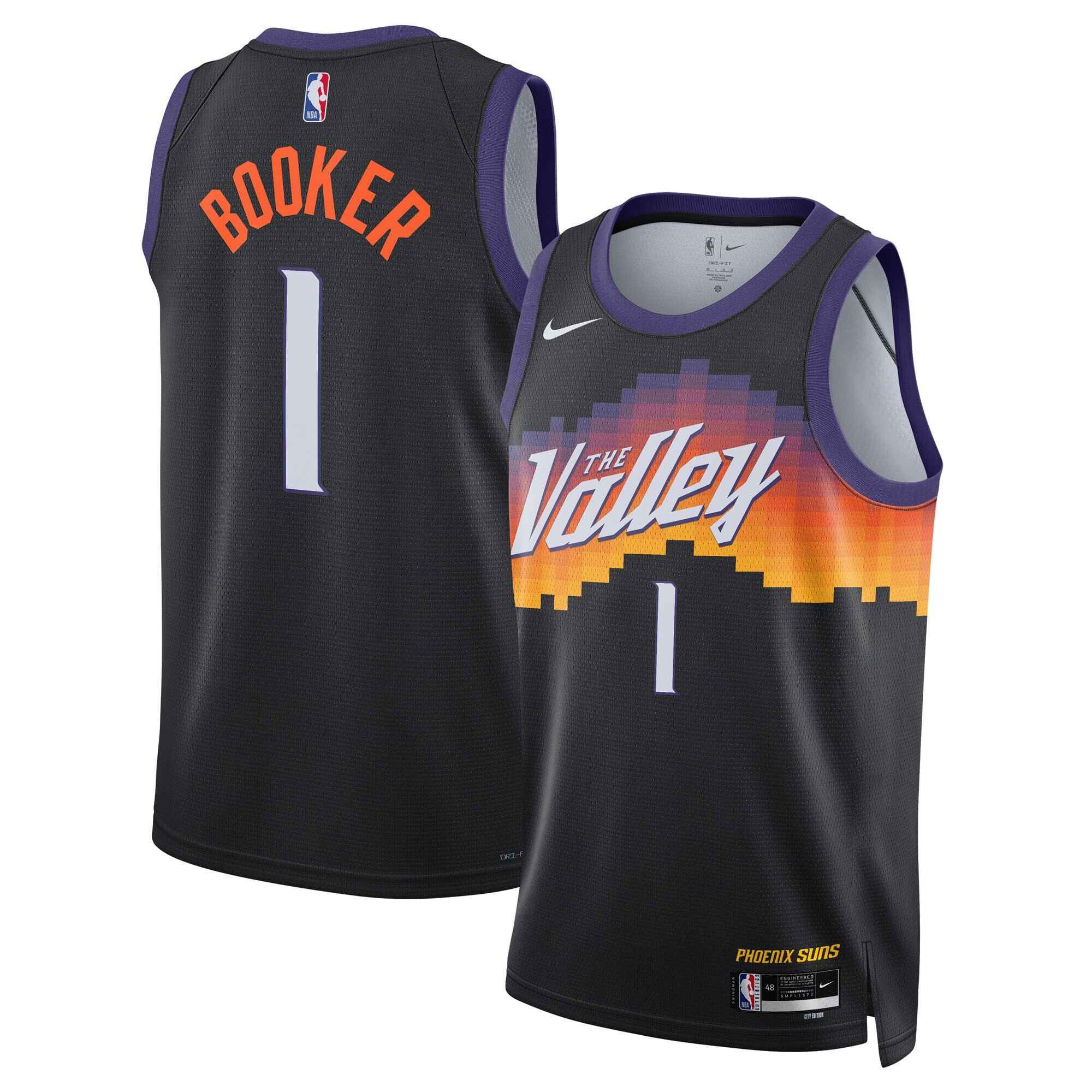Camiseta Phoenix Suns Nike City Edition Swingman 2025/26 - Nera - Devin Booker - Unisex