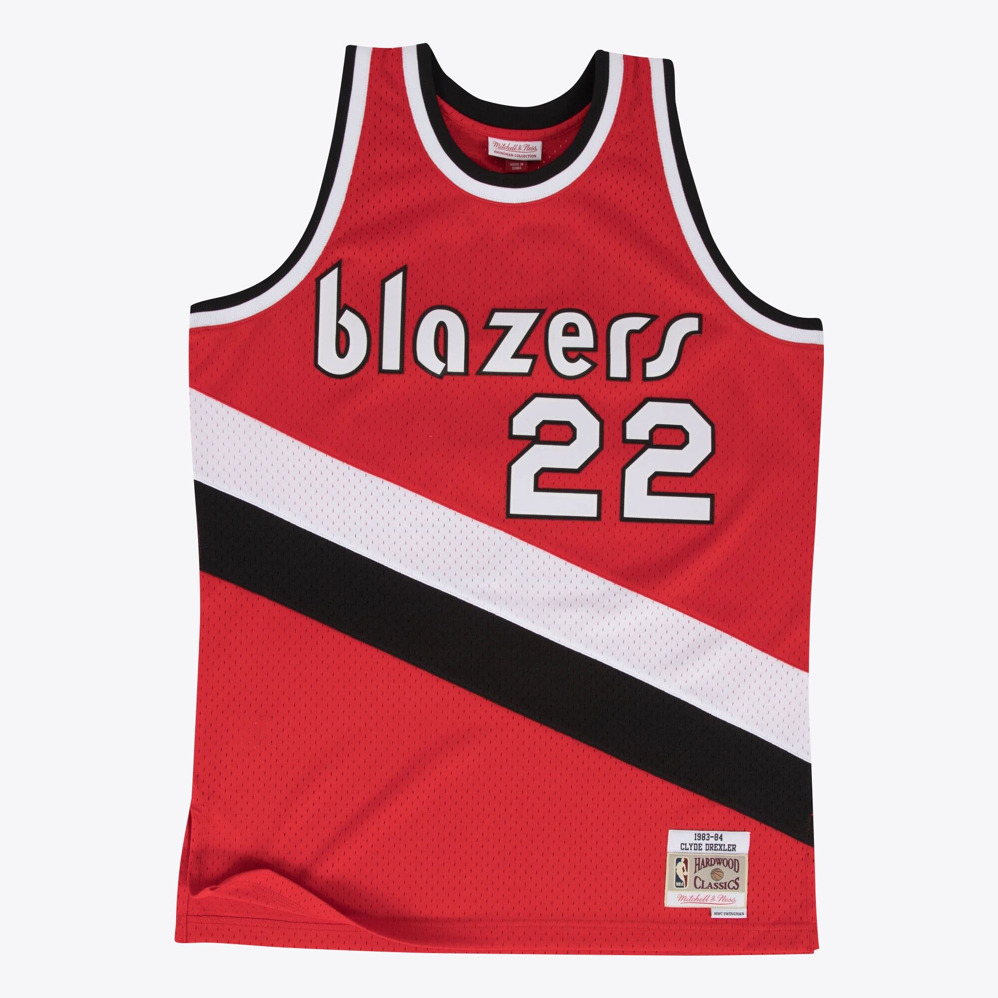 Camiseta Portland Trail Blazers Clyde Drexler 1983 Hardwood Classics Road Swingman di Mitchell & Ness - Scarlett - Uomo