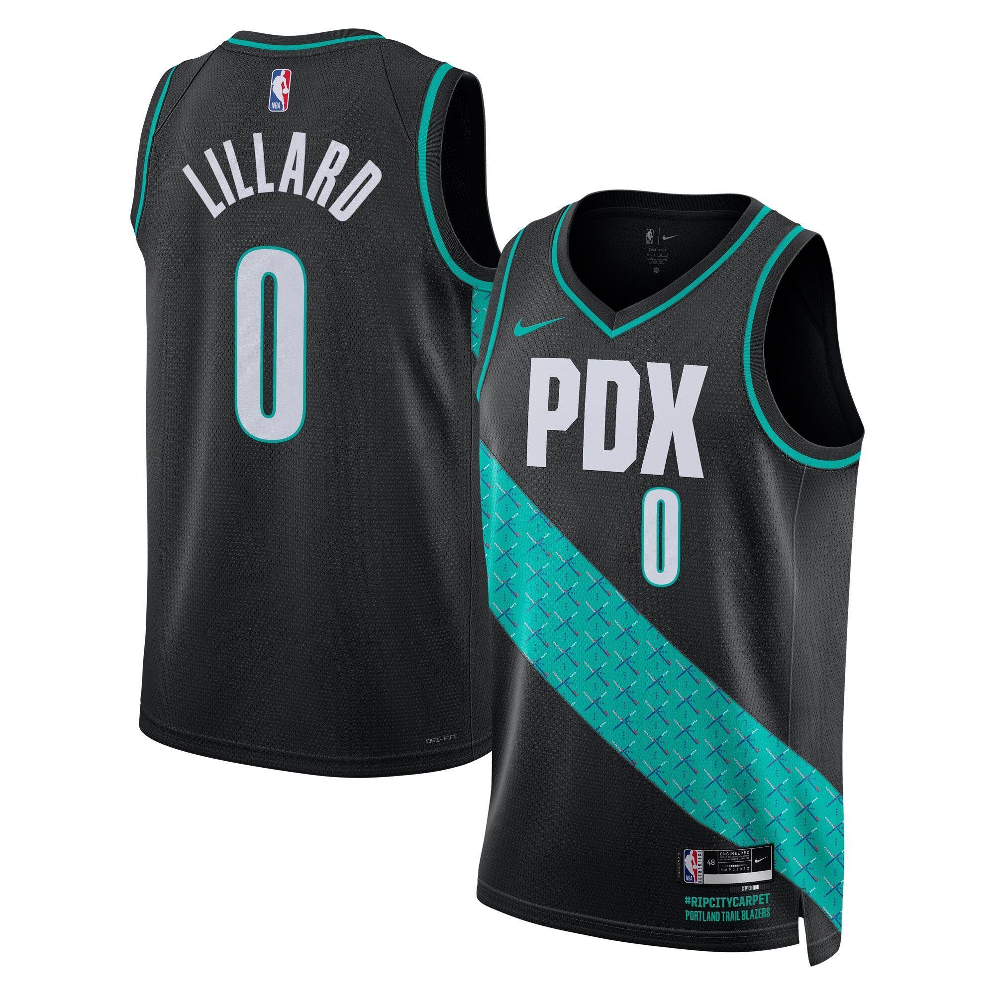Camiseta Portland Trail Blazers Nike City Edition Swingman 2025/26 - Nera - Damian Lillard - Unisex