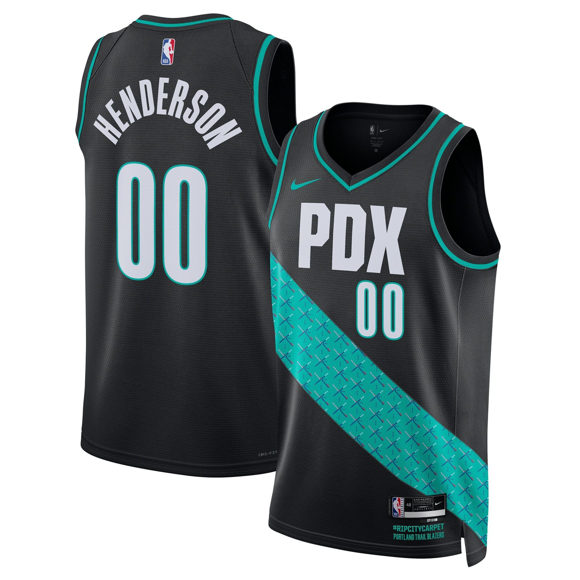 Camiseta Portland Trail Blazers Nike City Edition Swingman 2025/26 - Nera - Scoot Henderson - Unisex