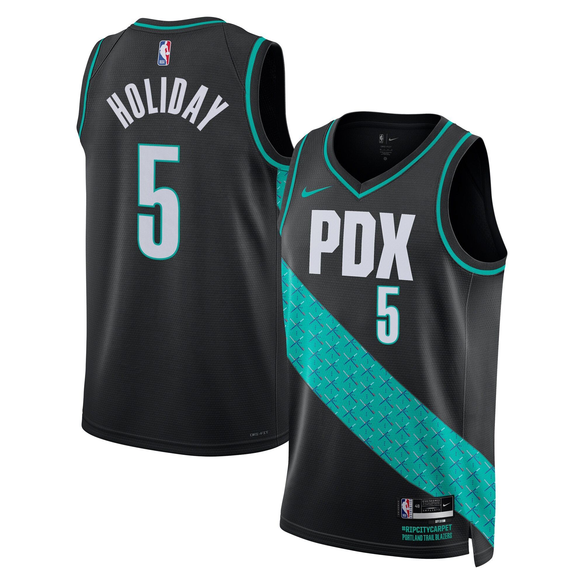 Camiseta Portland Trail Blazers Nike City Edition Swingman 2025/26 - Nera - Jrue Holiday - Unisex
