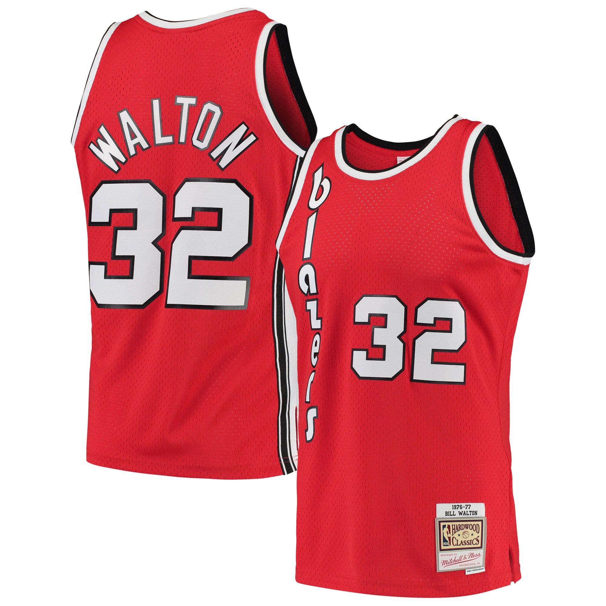 Camiseta Mitchell & Ness Bill Walton Portland Trail Blazers Rojo 1976/77 Hardwood Classics Swingman da uomo