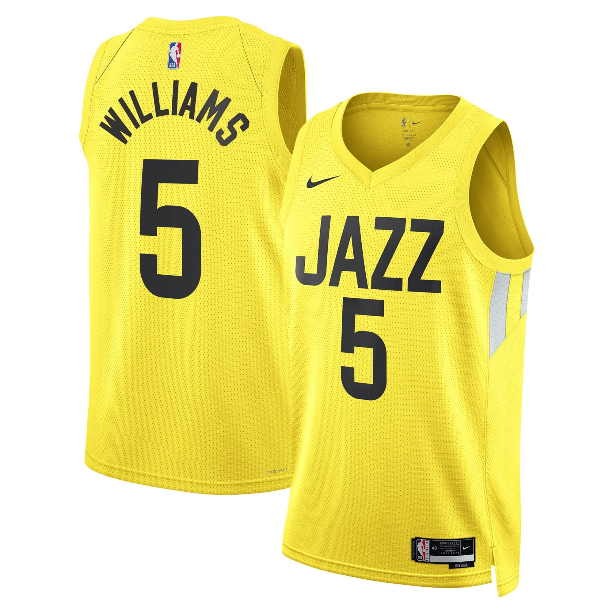 Camiseta Swingman Utah Jazz Nike Icon - Oro - Cody Williams - Unisex