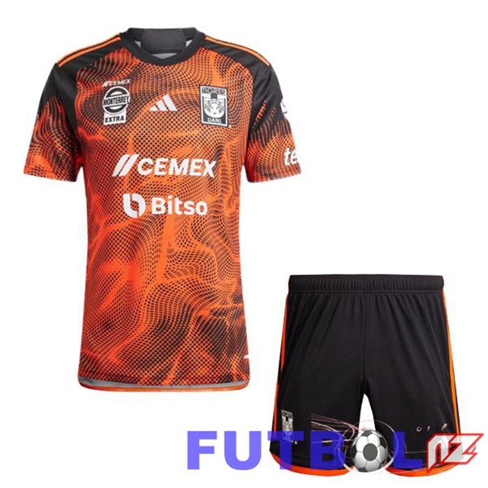 Camisetas De Futbol Tigres UANL Ninos Tercera Naranja 2024/2025