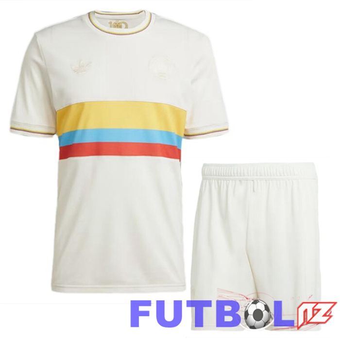 Camisetas De Futbol Equipe De Colombia Ninos Edición 100 Aniversario Blanco 2024/2025