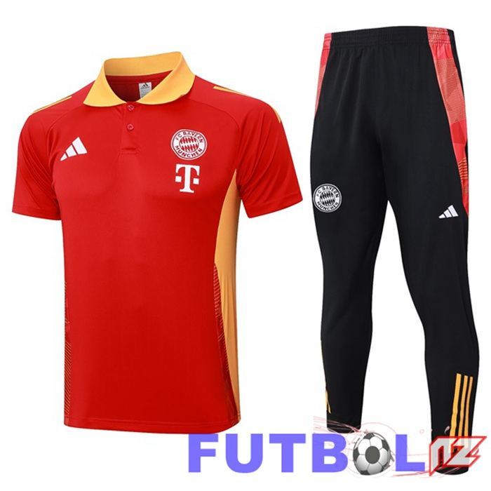 Camiseta Polo Bayern Munich + Pantalones Rojo 2024/2025