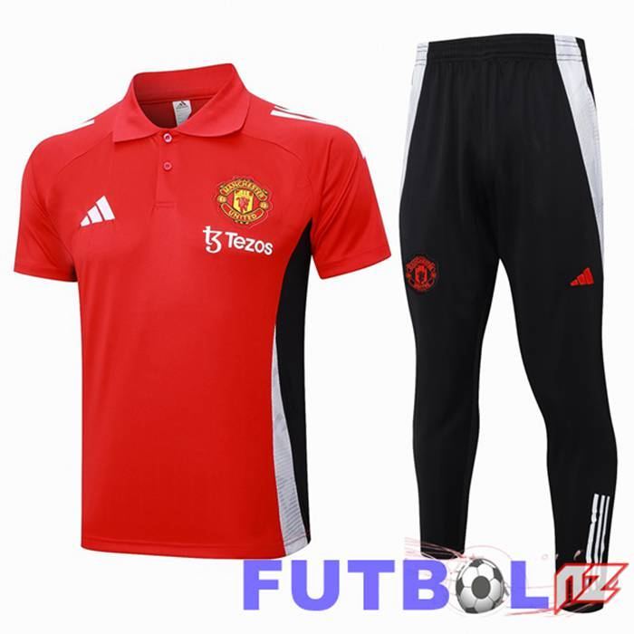 Camiseta Polo Manchester United + Pantalones Rojo 2024/2025