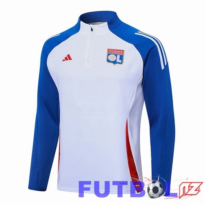 Sudadera De Entrenamiento lyon OL Blanco Azul 2024/2025 Sudadera De Entrenamiento lyon OL Blanco Azul 2024/2025