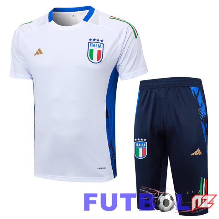 Camiseta Entrenamiento Italia + Cortos Blanco 2024/2025