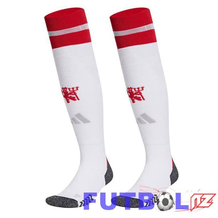 Calcetines De Futbol Manchester United Primera Blanco 2024/2025