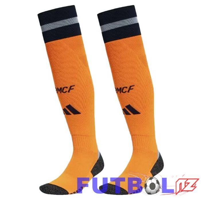 Calcetines De Futbol Real Madrid Segunda Naranja 2024/2025