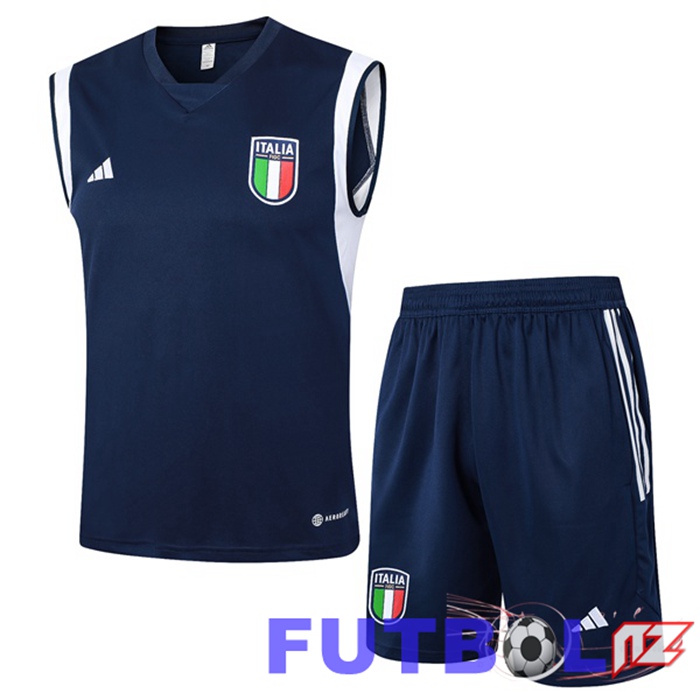 Chalecos Futbol Italia + Cortos Azul Real 2024/2025