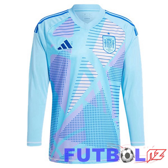 Camiseta Nacional España Portero Manga Larga Azul UEFA Euro 2024