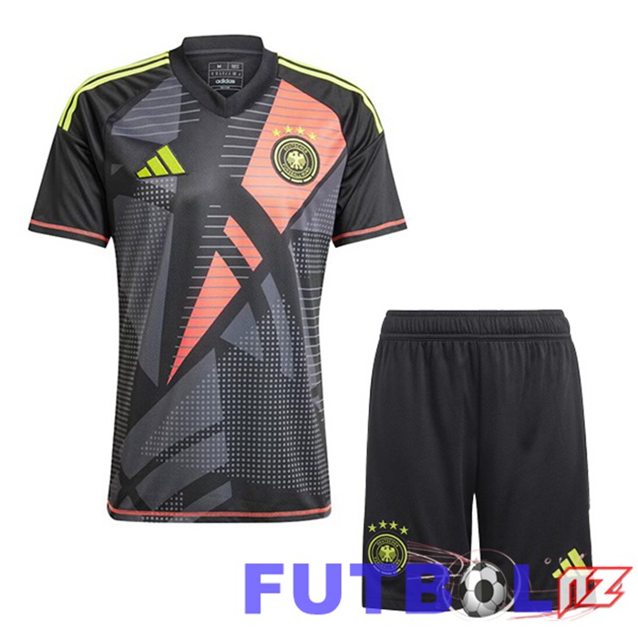 Camiseta Nacional Alemania Ninos Portero Negro UEFA Euro 2024