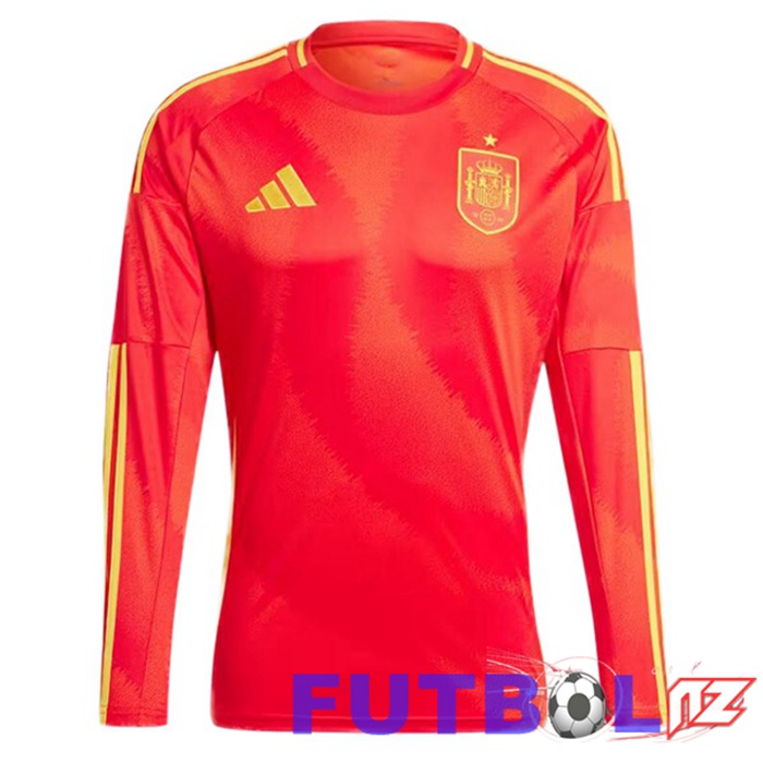 Camiseta Nacional España Primera Manga Larga Rojo UEFA Euro 2024