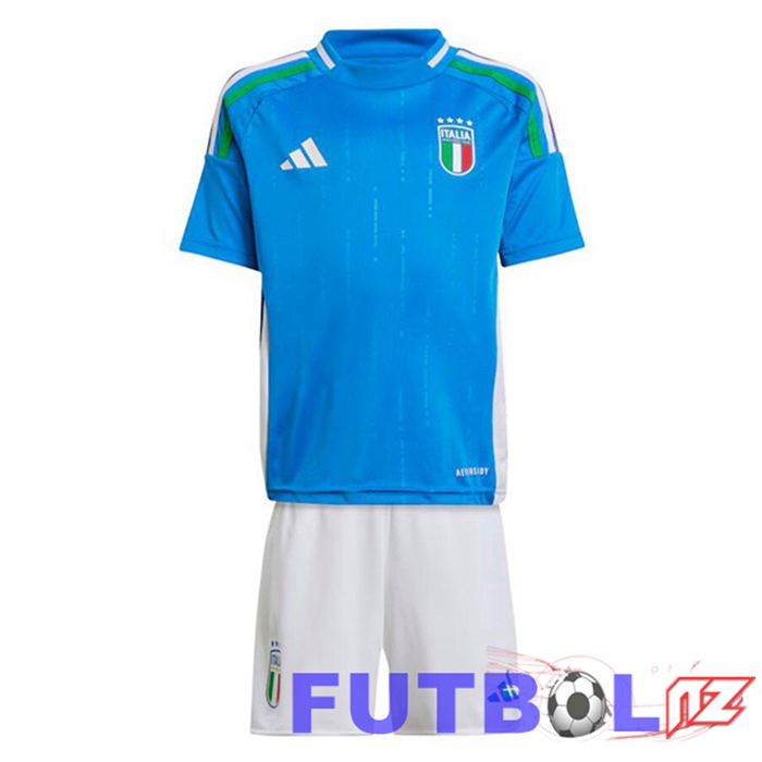 Camiseta Nacional Italia Ninos Primera Azul UEFA Euro 2024