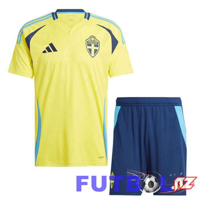 Camiseta Nacional Suecia Ninos Primera Amarillo UEFA Euro 2024 Camiseta Nacional Suecia Ninos Primera Amarillo UEFA Euro 2024