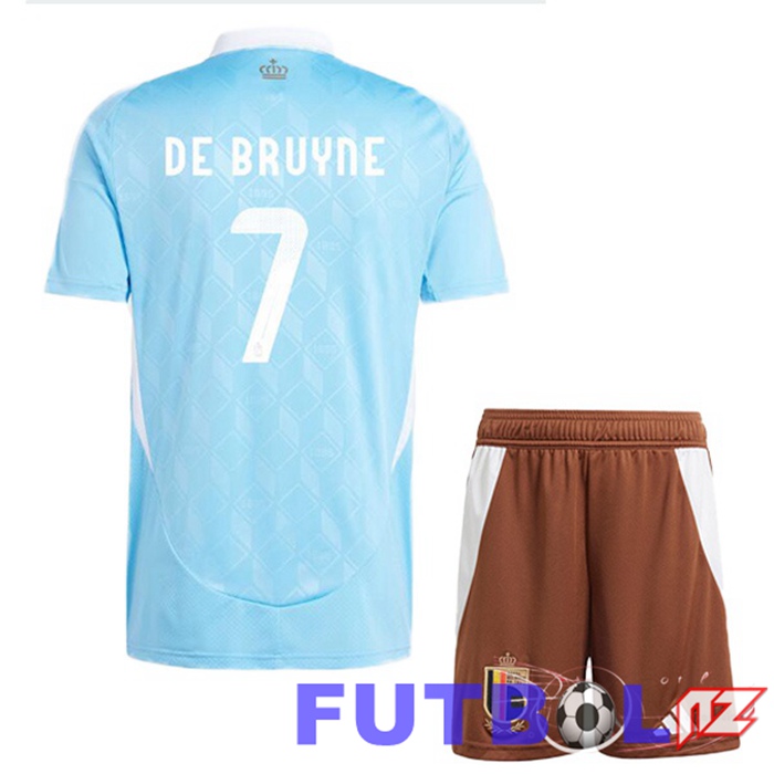 Camiseta Nacional Bélgica (DE BRUYNE 7) Ninos Segunda Azul UEFA Euro 2024