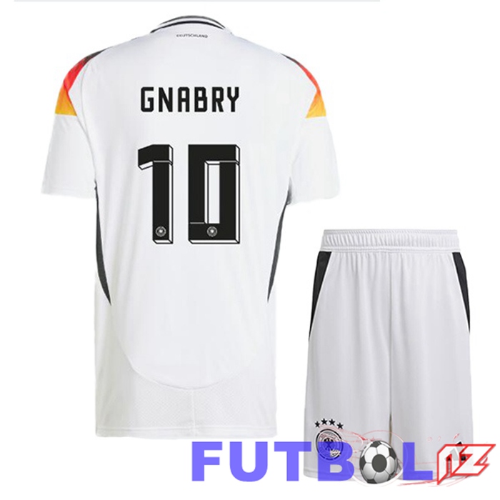 Camiseta Nacional Alemania (GNABRY 10) Ninos Primera Blanco UEFA Euro 2024