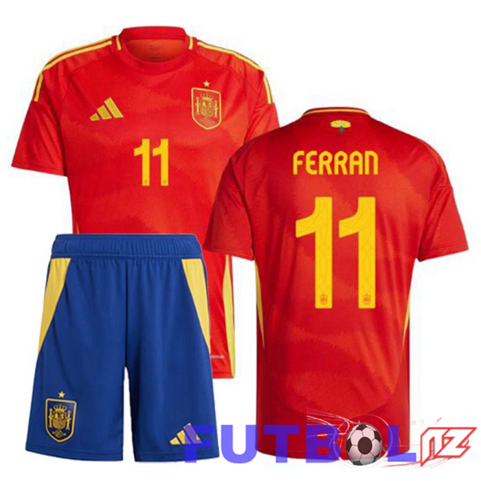 Camiseta Equipe España (FERRAN 11) Ninos Primera Rojo UEFA Euro 2024