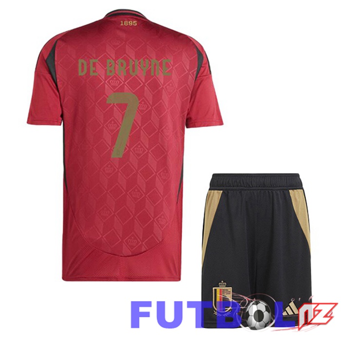 Camiseta Nacional Bélgica (DE BRUYNE 7) Ninos Primera Rojo UEFA Euro 2024