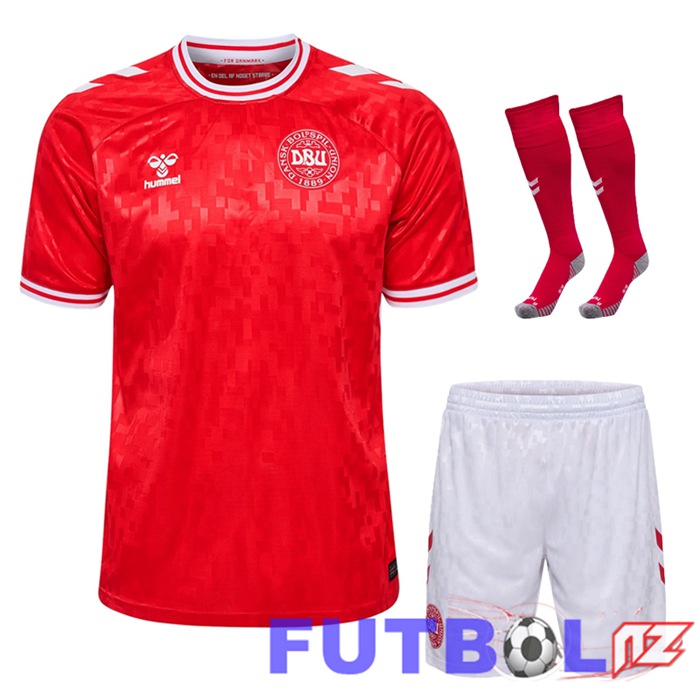 Camisetas De Futbol Dinamarca Primera (Cortoss + Calcetines) UEFA Euro 2024