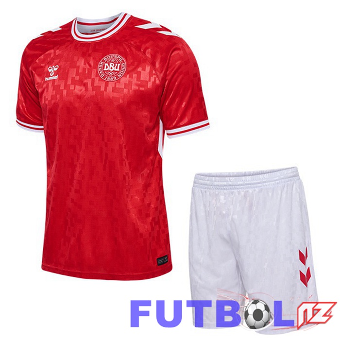 Camiseta Nacional Dinamarca Ninos Primera Rojo 2024/2025 Camiseta Nacional Dinamarca Ninos Primera Rojo 2024/2025
