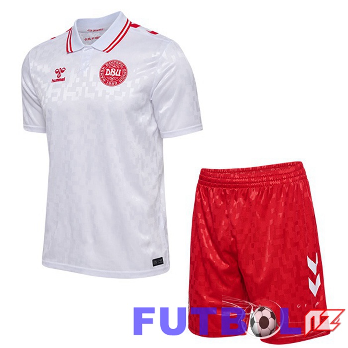 Camiseta Nacional Dinamarca Ninos Segunda Blanco 2024/2025 Camiseta Nacional Dinamarca Ninos Segunda Blanco 2024/2025