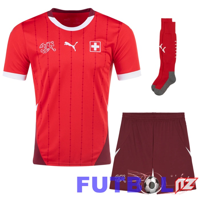 Camisetas De Futbol Suiza Primera (Cortoss + Calcetines) UEFA Euro 2024