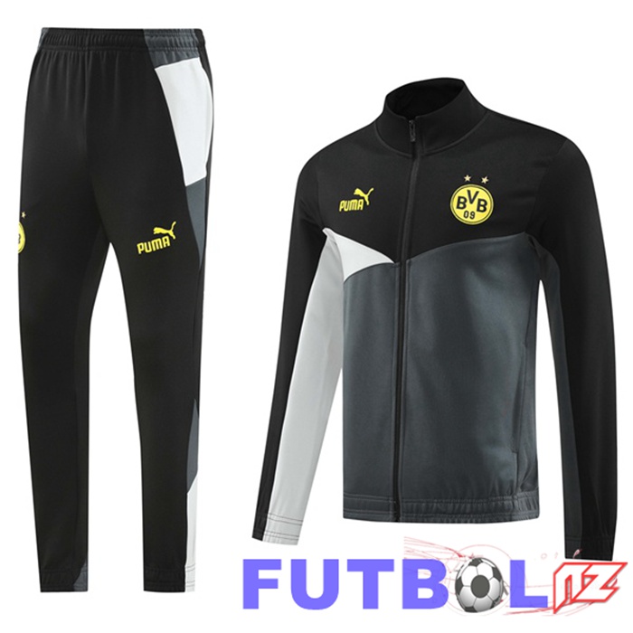 Chandal Equipos De Futbol - Chaqueta Dortmund BVB Negro Gris 2024/2025