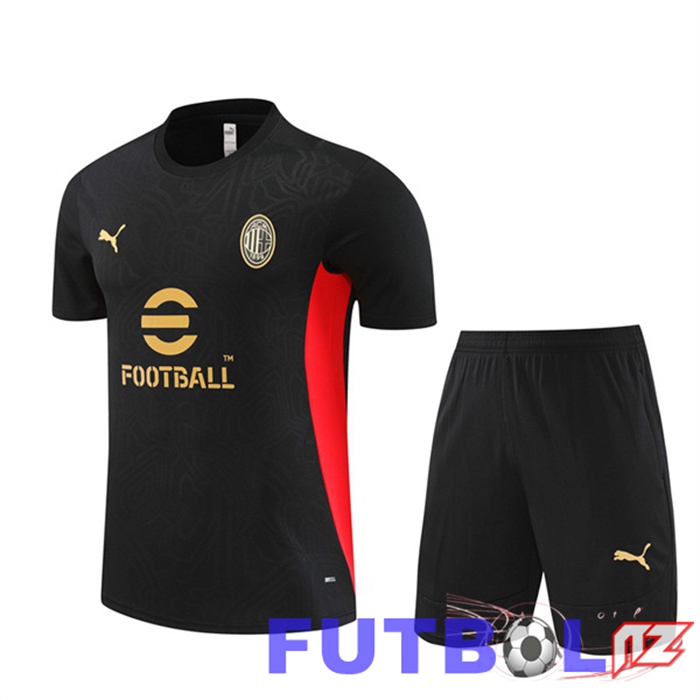 Camiseta Entrenamiento AC Milan + Cortos Negro 2024/2025