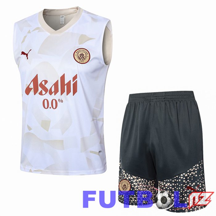 Chalecos Futbol Manchester City + Cortos Blanco 2024/2025