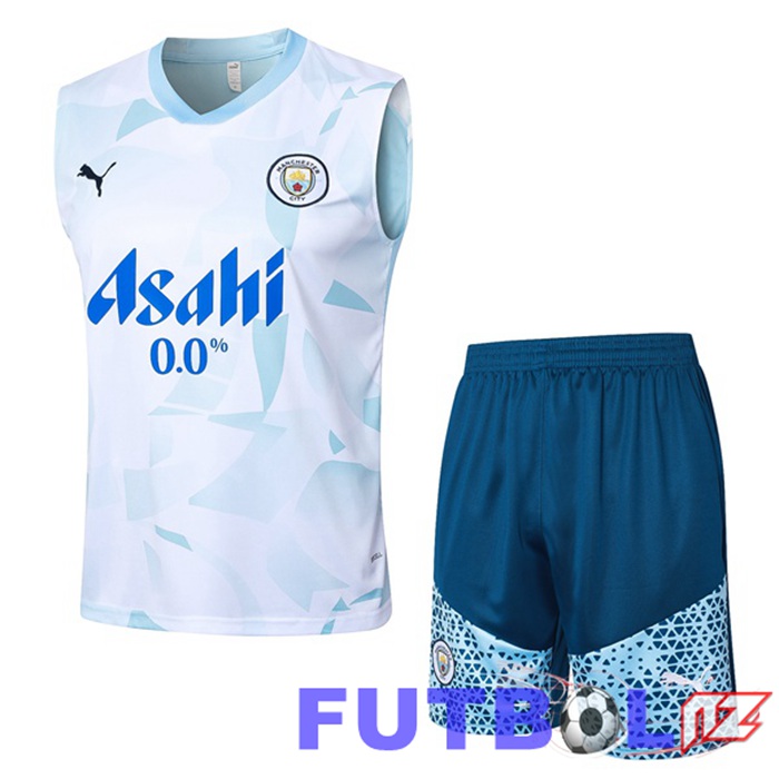 Chalecos Futbol Manchester City + Cortos Azul Blanco 2024/2025
