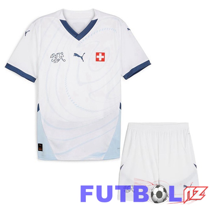 Camiseta Nacional Suiza Ninos Segunda Blanco UEFA Euro 2024