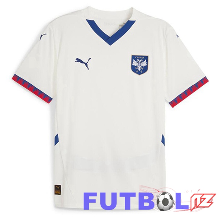 Camiseta Nacional Serbia Segunda Blanco UEFA Euro 2024