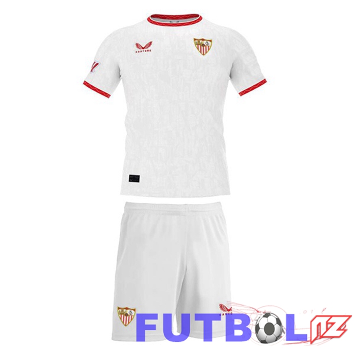 Camisetas De Futbol Sevilla FC Ninos Primera Blanco 2024/2025