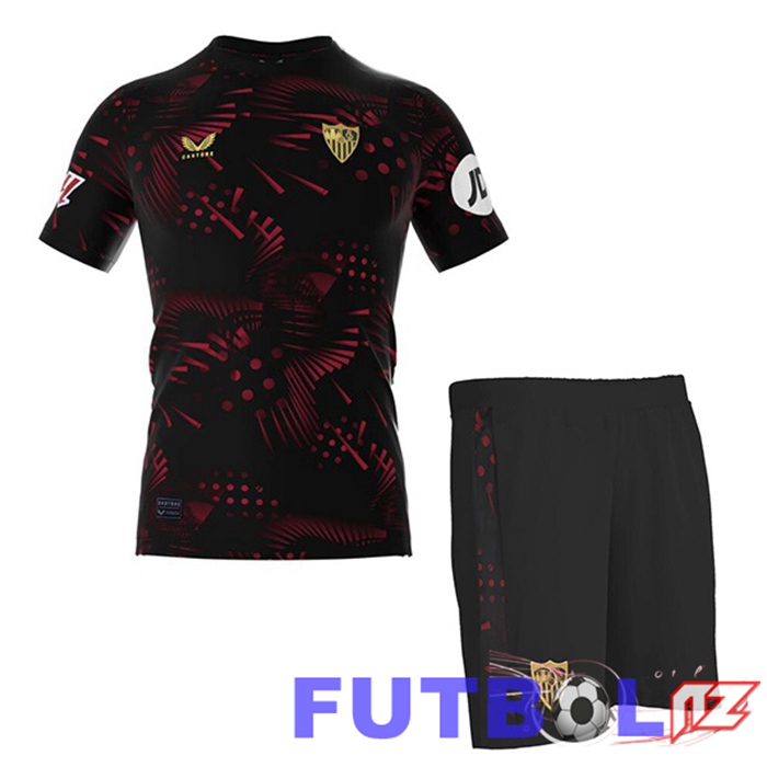 Camisetas De Futbol Sevilla FC Ninos Tercera Negro 2024/2025