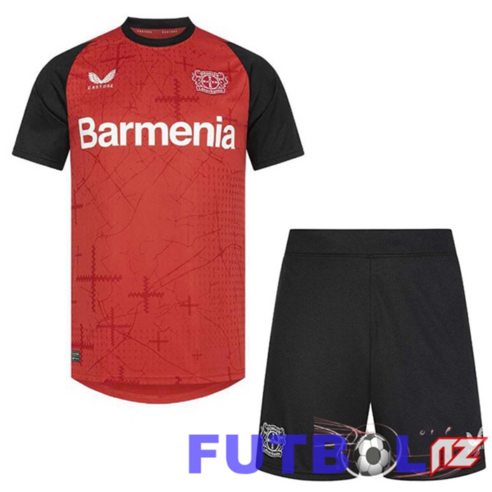 Camisetas De Futbol Bayer 04 Leverkusen Ninos Primera Negro Rojo 2024/2025