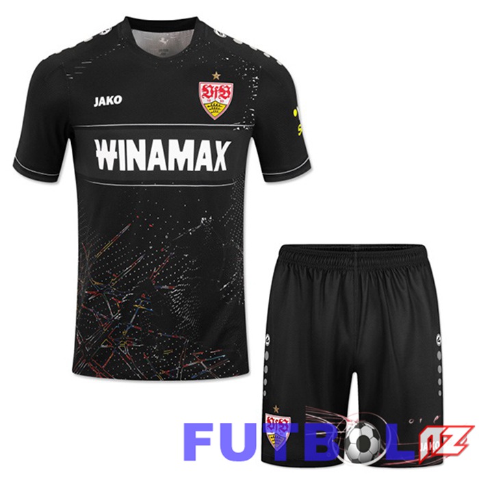 Camisetas De Futbol VfB Stuttgart Ninos Tercera Negro 2024/2025 Camisetas De Futbol VfB Stuttgart Ninos Tercera Negro 2024/2025