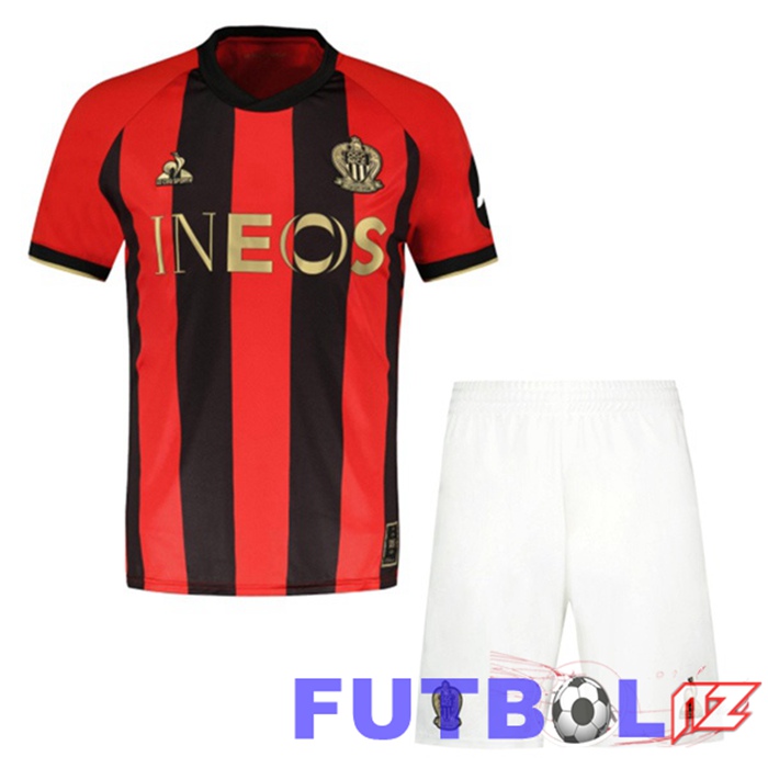 Camisetas De Futbol OGC Nice Ninos Primera Rojo Negro 2024/2025 Camisetas De Futbol OGC Nice Ninos Primera Rojo Negro 2024/2025