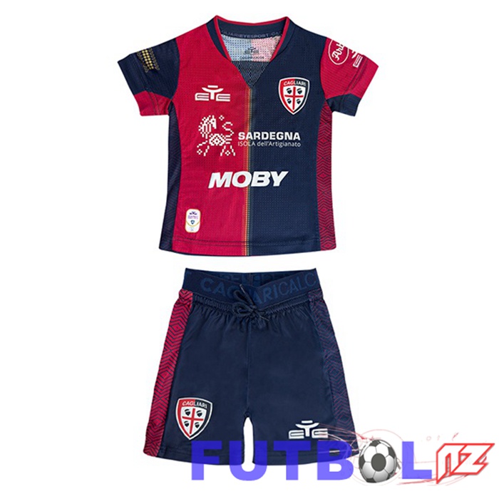 Camisetas De Futbol Cagliari Calcio Ninos Primera Azul Rojo 2024/2025