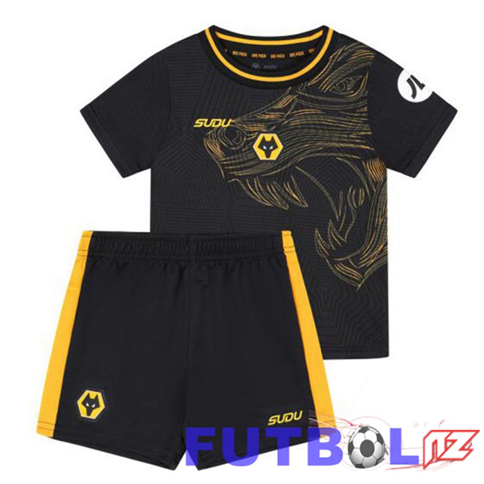 Camisetas De Futbol Wolves Ninos Segunda Negro 2024/2025