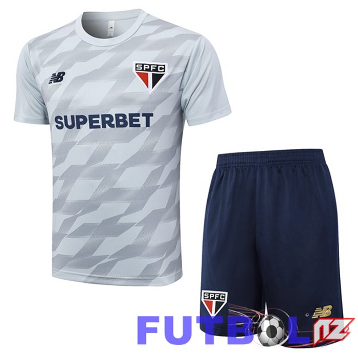 Camiseta Entrenamiento Sao Paulo FC + Cortos Gris 2024/2025