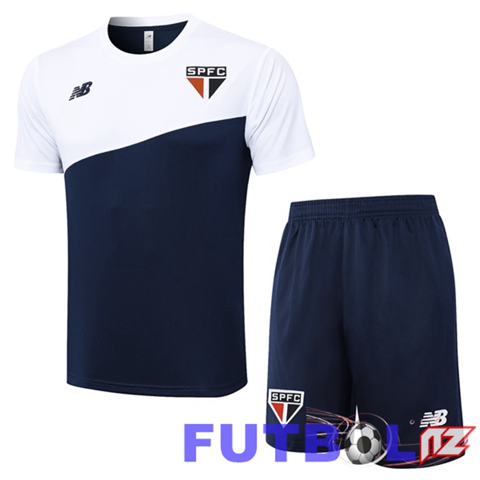 Camiseta Entrenamiento Sao Paulo FC + Cortos Blanco Azul Real 2024/2025