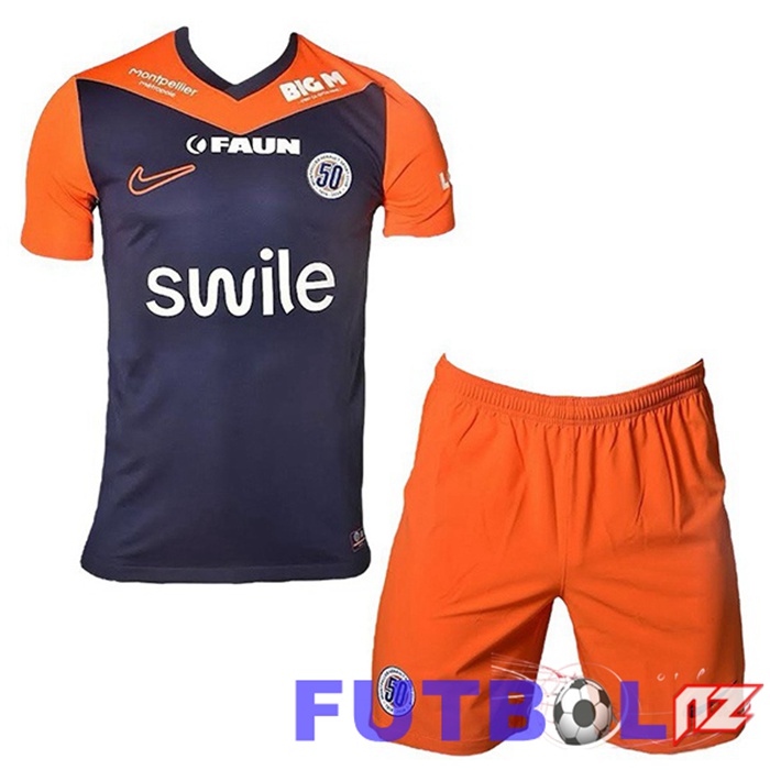 Camisetas De Futbol Montpellier HSC Ninos Primera Azul Naranja 2024/2025